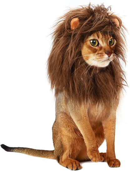 Onmygogo Lion Mane Wig for Cats and Dogs, Funny Pet Cat Costumes for Halloween by Onmygogo