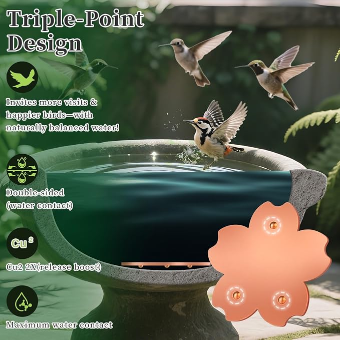 99.99% Pure Copper Bird Bath Disk, 2 Pack Triple-Point Support Design Lower - Image 4