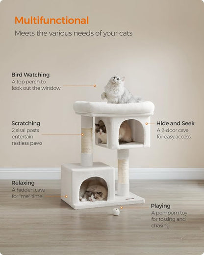 Feandrea Cat Tree, 33.1-Inch Cat Tower, Plush Condo - Image 4