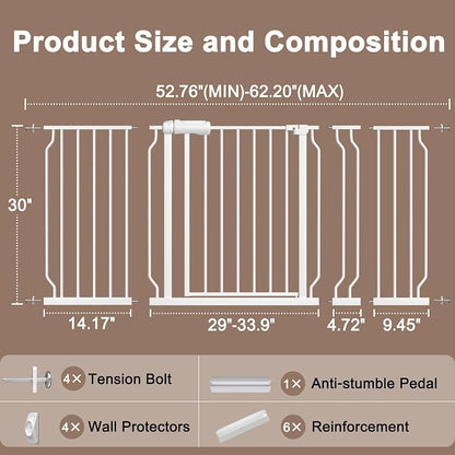 WAOWAO Baby Gate 52.76-62.2" Extra Wide Pressure Mounted Walk Through Swing - Image 6