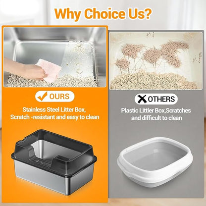 Stainless Steel Litter Box, XL Enclosed Cat Litter Boxes - Image 5