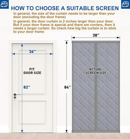 Magnetic Thermal Insulated Door Curtain Cover Block fit 36x82inch Door - Image 2