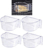 Lot of 4 Bird Cage Clear Plastic Seed Water Feeder Cups by Mcage