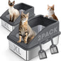 2 Pack Stainless Steel Litter Box | XL Enclosed Cat Litter Boxes by AIPERRO