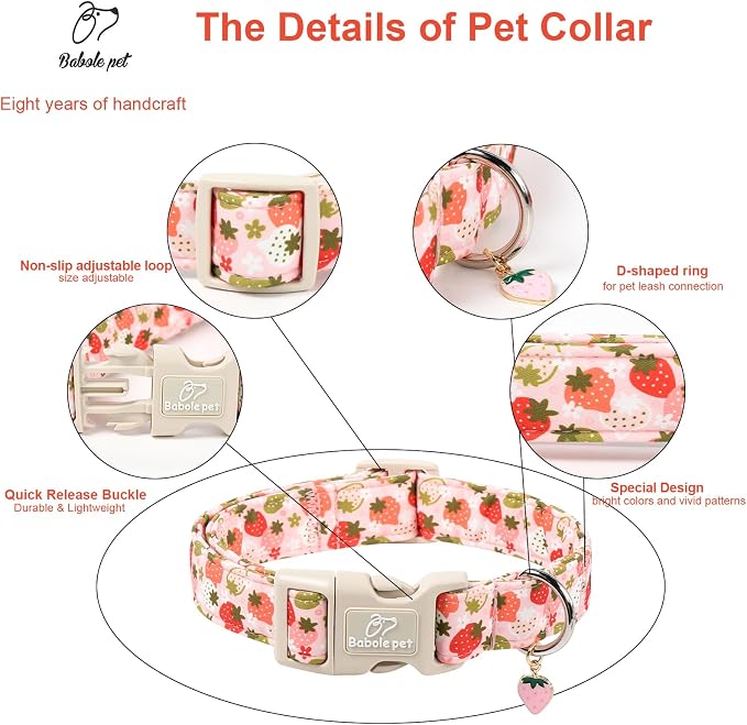 Strawberry Dog Collar for Medium Dogs - Image 3