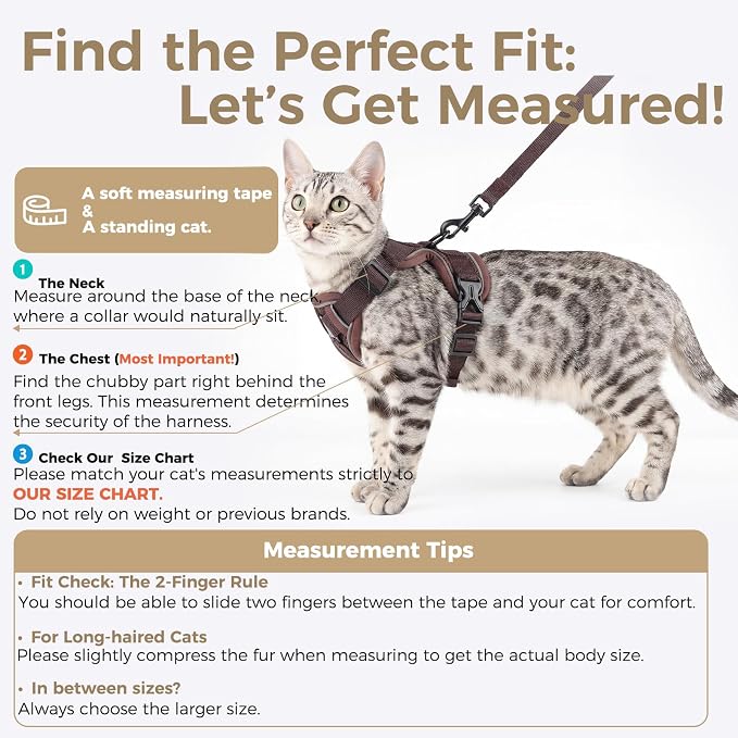 Cat Harness and Leash Set Escape Proof Tactical Large Kitten Harness Emotional - Image 2