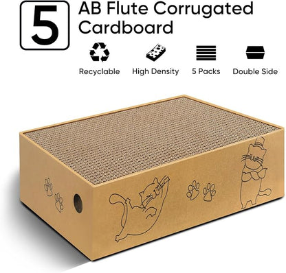 AGYM Cat Scratcher, 5 Packs in 1 Cardboard Box Cat Scratching Pad - Image 4