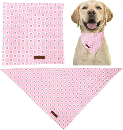 Spring Dog Bandana, UP URARA PUP Strawberry Triangle Bid Scarf - Image 4