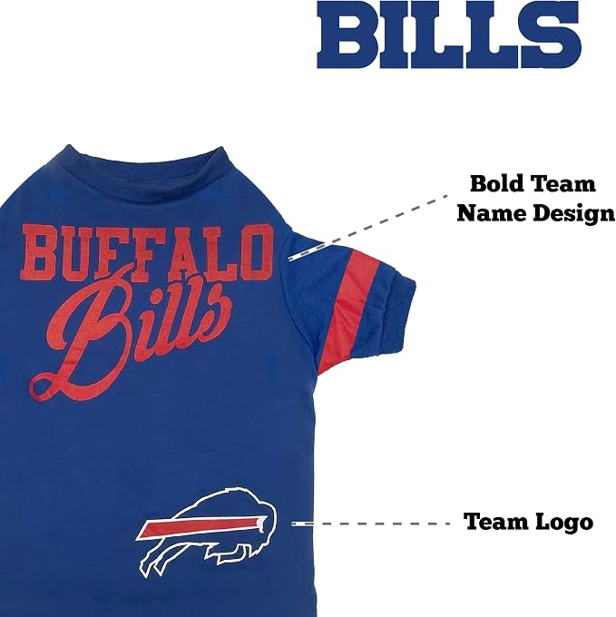 Pets First NFL Buffalo Bills Striped Dog & Cat T-Shirt, Medium. Football Pet - Image 5