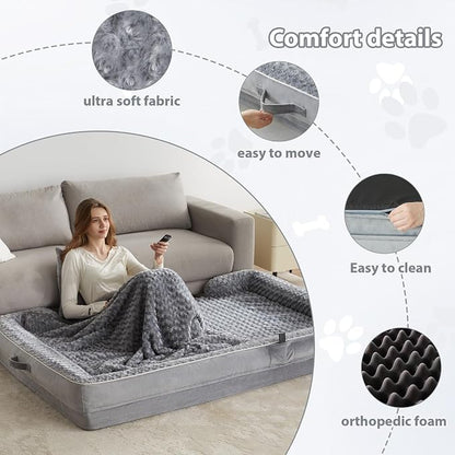 WNPETHOME Human Dog Beds for People Adults, Washable Faux Fur Nap Bed Adult - Image 3