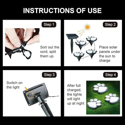 Animal Paw Print Solar Lights Outdoor Garden Decor, 8 Pack Paw Print Lights - Image 5