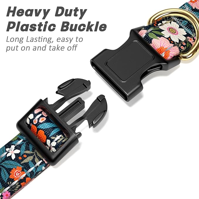 Reflective Dog Collar for Large Dogs, Cute Flower Theme Adjustable Heavy-Duty - Image 4