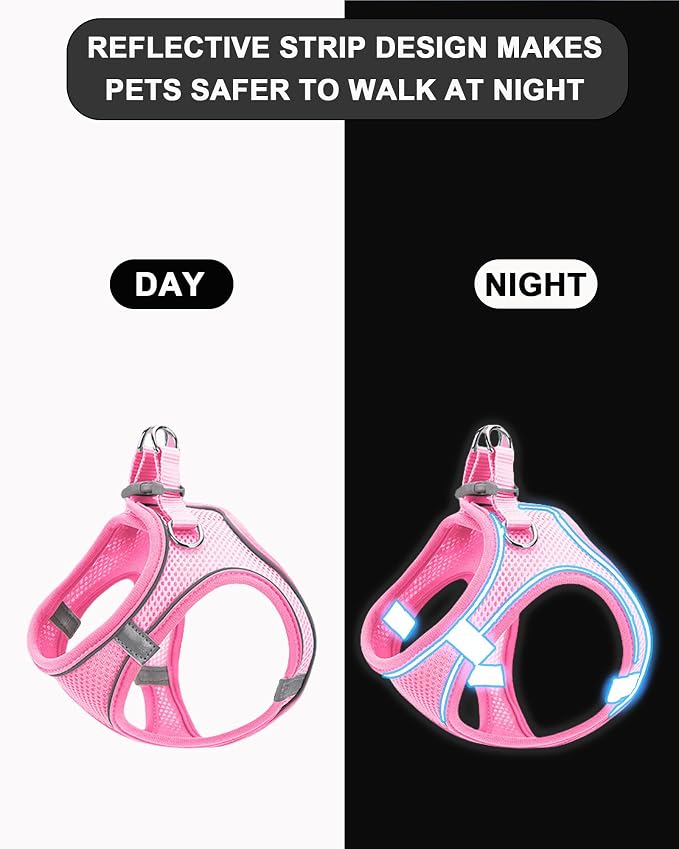XS Red Soft Mesh Dog Harness and Leash Set, No Escape Puppy Harnesses - Image 3