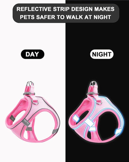 XS Red Soft Mesh Dog Harness and Leash Set, No Escape Puppy Harnesses - Image 3