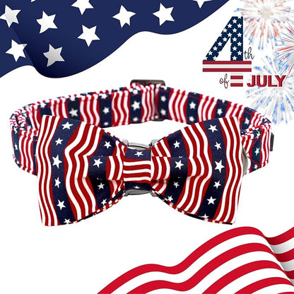 Lionheart glory American Flag Dog Collar, 4 of July Dog Bow Collar Heavy Duty - Image 4