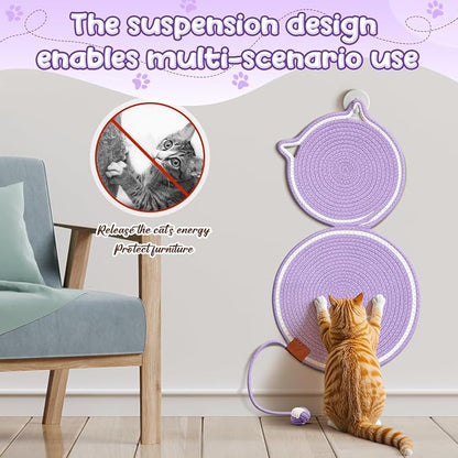 25.6 Inch Large Scratching Mat for Indoor Cats Natural Cotton Rope Flat - Image 5