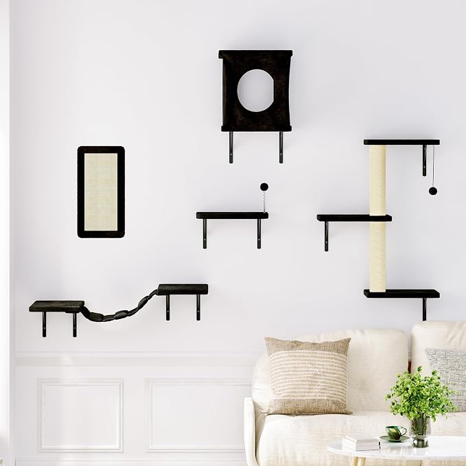 NUNU LAB Cat Wall Shelves Set, Scratching Post, Wall Shelves - Image 6