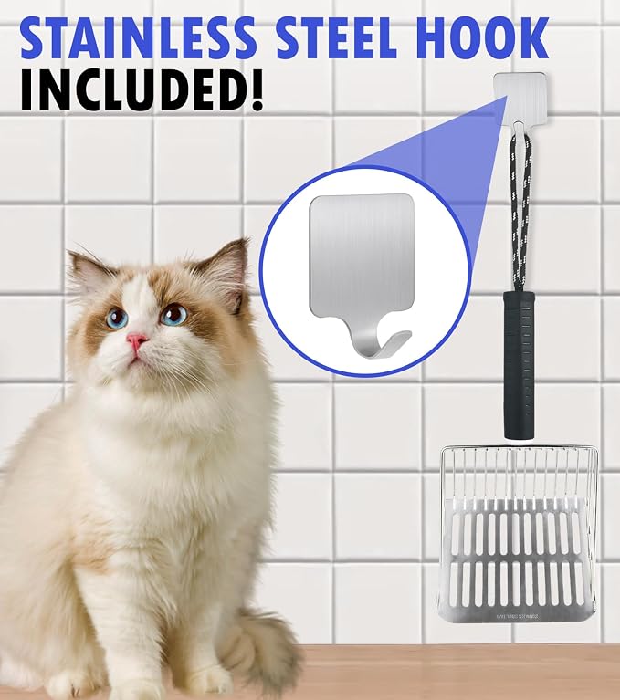 2PCS Cat Litter Scoop, Solid and Durable Kitty Metal Scooper, Stainless Steel - Image 6