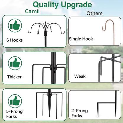 Camii 103 in Bird Feeding Station Kit, 6-Hook Wild Bird Feeder Stand Pole - Image 3