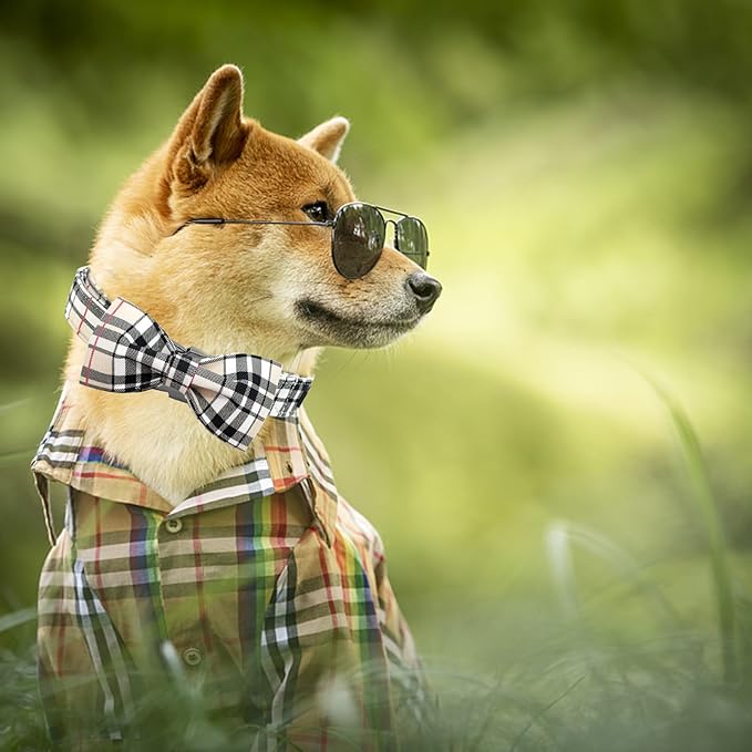 Dog Collar, Bow Dog Collar Plaid Pet Collar Dog Cute Pet Bow Soft Girl or Boy - Image 5