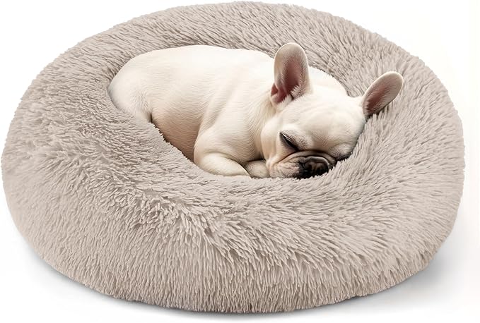 Dogs Bed for Small Dogs, Anti-Anxiety Washable Round Bed by Hoewina