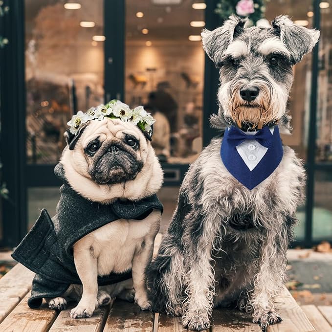 Dog Wedding Bandana, Formal Dog Tuxedo Adjustable Pet Collar - Image 6