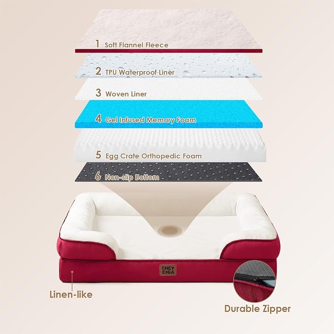 EHEYCIGA Orthopedic XL Dog Beds, Waterproof Memory Foam Dog Bed - Image 5