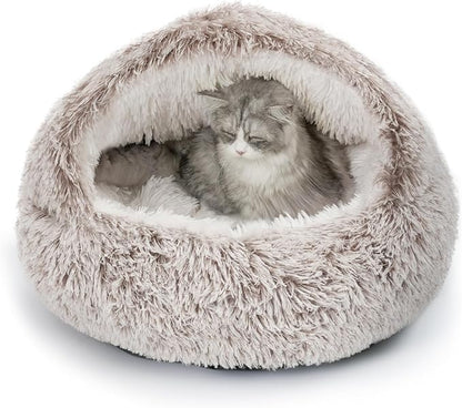 CATISM Cat Bed, Plush Hooded Cat Beds by Petsfriend