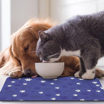 Dog Food Mat, Absorbent Water Bowl Mats Cat Pet Feeding Placemats Dark Blue 24 - Image 7