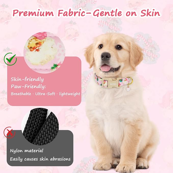 Christmas Dog Collar for Large Dogs, Adjustable Poly-Cotton Fabric Collar - Image 4