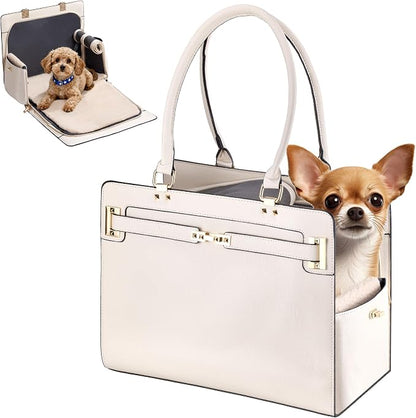 Dog Purse Carrier for Small Dogs, Stylish Foldable Pet Carrier Purse Tote Bag by GLOBLYTE