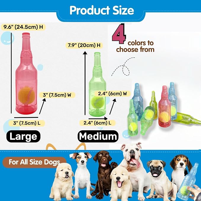 Cute Tough Dog Toy Rubber Bottle Squeaky Dogs Chew Toy Long Lasting Interactive - Image 3