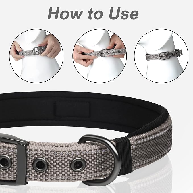 PetiFine Dog Collars for Medium Dogs, Neoprene Padded and Adjustable, - Image 6