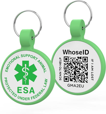 ESA Dog Tag, QR Code Dog Tag, Modifiable Free Pet Online Profile, Scannable QR by WhoseID