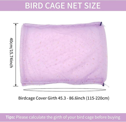 Bird Cage Cover, 45-90'' Adjustable, Universal Nylon Mesh Net, Bird Cage Skirt - Image 2