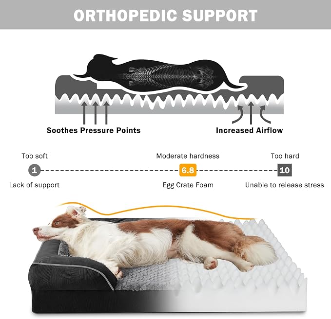 INVENHO Orthopedic Dog Bed for Extra Large Dogs, XXL Egg-Crate Foam Dog Couch - Image 2