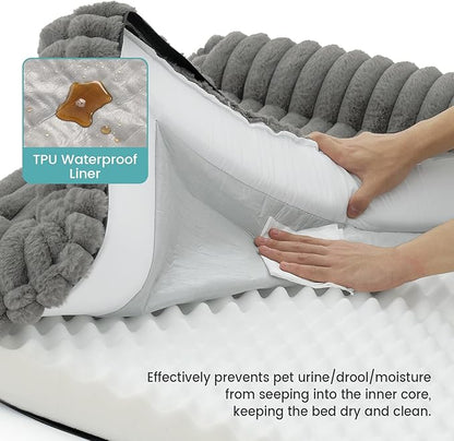Cute Dog Bed for Small Dogs, Faux Rabbit Fur Orthopedic Foam Dog Bed - Image 8