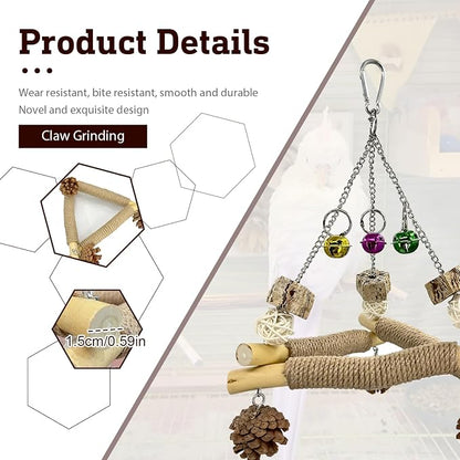 New with Bell! Wooden Bird Swing - Image 3