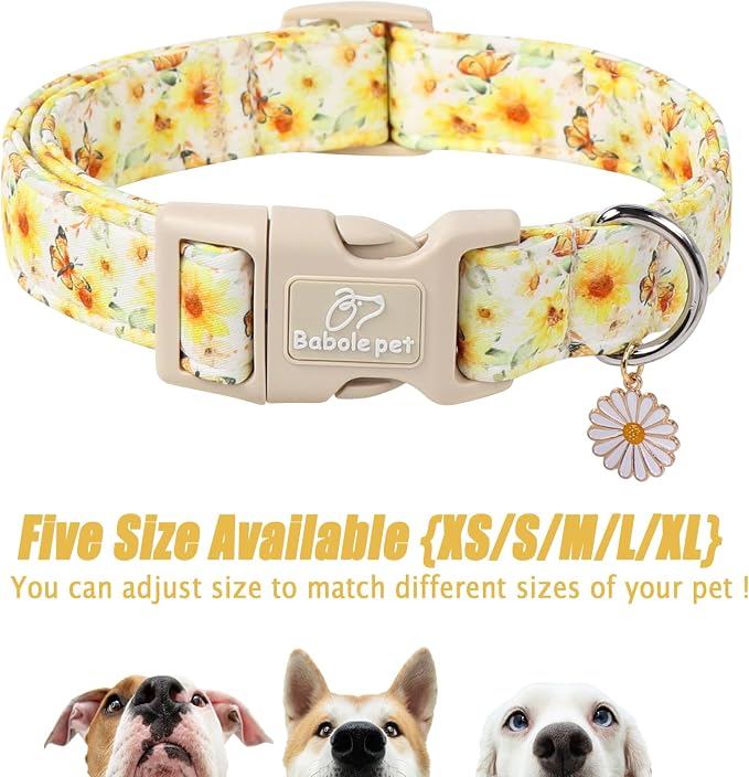 Adjustable Floral Dog Collar, Lightweight Quick-Release Buckle Collar - Image 6