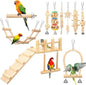 10 Pcs Bird Toys for Parakeets Cage Accessories Parrot Swing Toys and Wooden by Sonwyoung