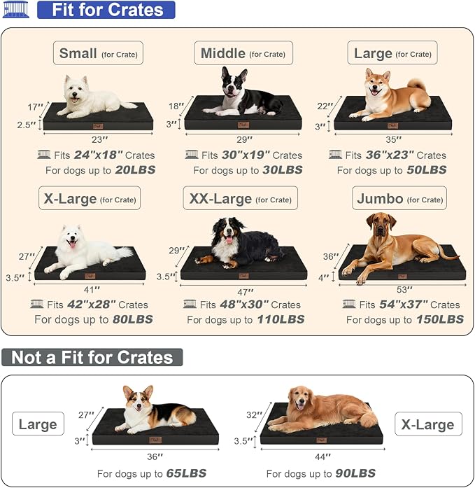 Large Comfy Washable Dog Bed, Orthopedic Egg Crate Foam Dog Crate Mat - Image 2