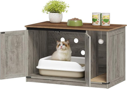 Cat Litter Box Enclosure, Hidden Litter Box Cabinet Furniture - Image 9