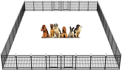 Dog Fence Outdoor 32 Piece Panels 32" Height, Square Steel Pipe by Committedtobetterpetlife