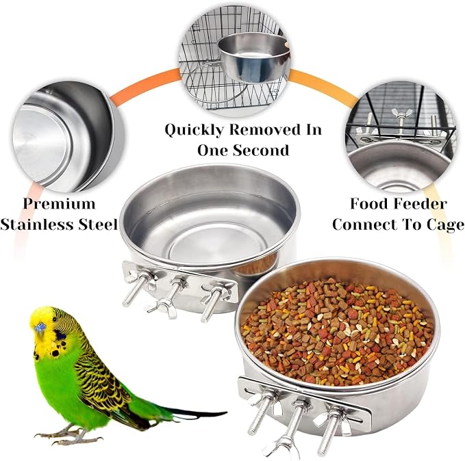 PINVNBY 2pcs Stainless Steel Bird Bowl - Image 3