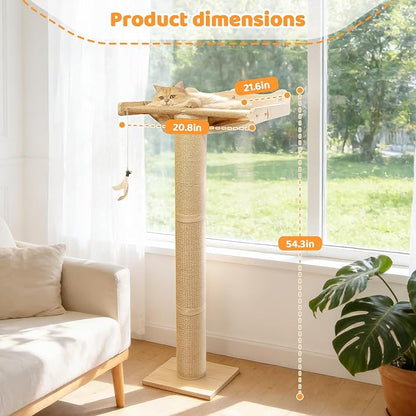 54.3" Cat Window Perch with 3 Adjustable Roman Column Sisal Scratching Posts - Image 3