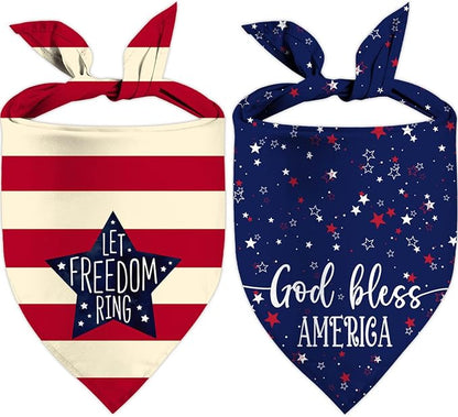 4th of July Dog Bandanas, Patriotic Party Pet Decorations 2 Pack, Adjustable by Unknown