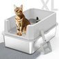Stainless Steel Litter Box, Extra Large Litter Boxes by MIXJOY
