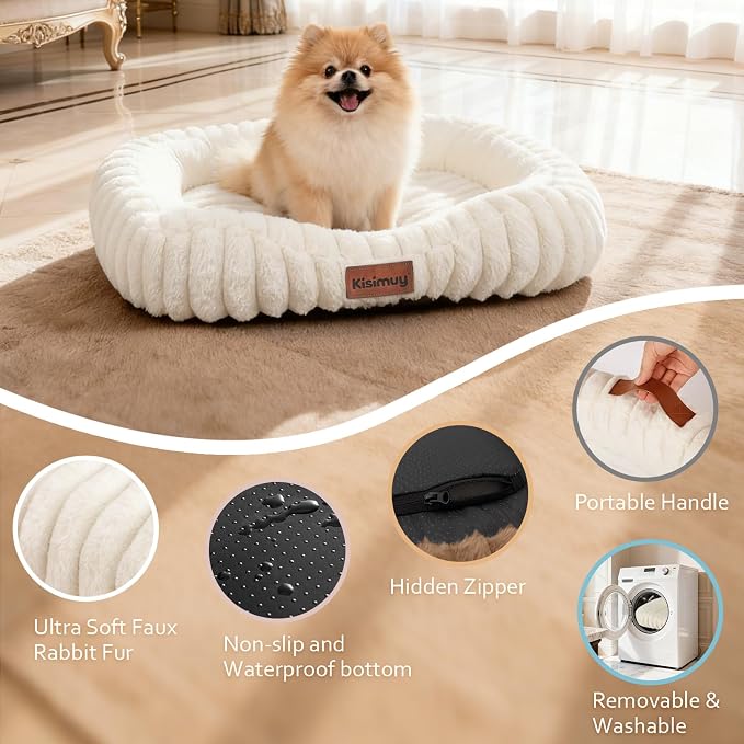 Dog Bed for Small & Medium Dogs – Calming Furry Puppy Bed - Image 6