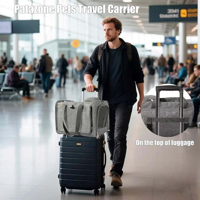 Cat Carriers Soft Grey Small Dog Carrier Airline Approved, Pets Travel Bag - Image 5