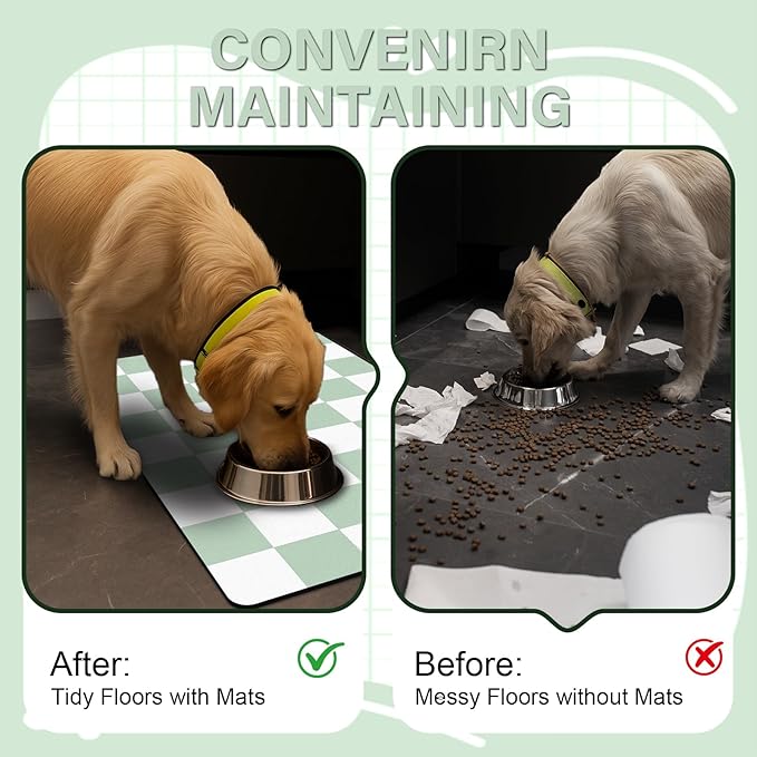 Pet Feeding Mat, Checkered Cat Bowl Mats, Quick Dry Dog Water Dispenser Mats - Image 4